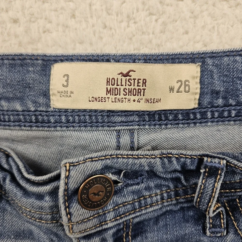 Hollister Midi Jean Shorts Women's 3 26 Blue Longest‎ Length 4